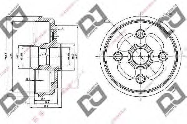 DJ PARTS BR1055 Гальмівний барабан