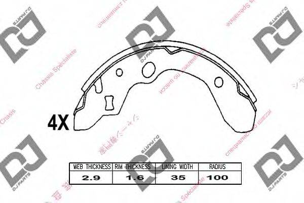 DJ PARTS BS1011 Комплект гальмівних колодок