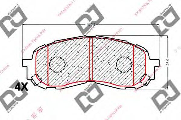 DJ PARTS BP1836 Комплект гальмівних колодок, дискове гальмо