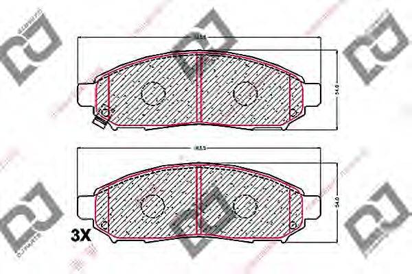 DJ PARTS BP1526 Комплект гальмівних колодок, дискове гальмо