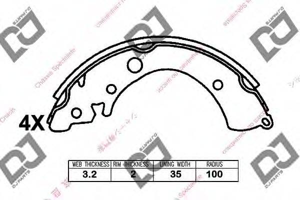 DJ PARTS BS1327 Комплект гальмівних колодок