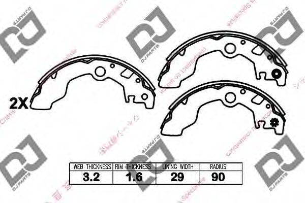 DJ PARTS BS1374 Комплект гальмівних колодок