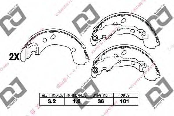 DJ PARTS BS1406 Комплект гальмівних колодок