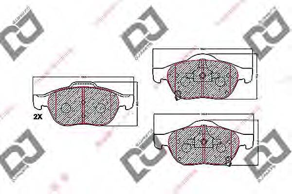 DJ PARTS BP1607 Комплект гальмівних колодок, дискове гальмо