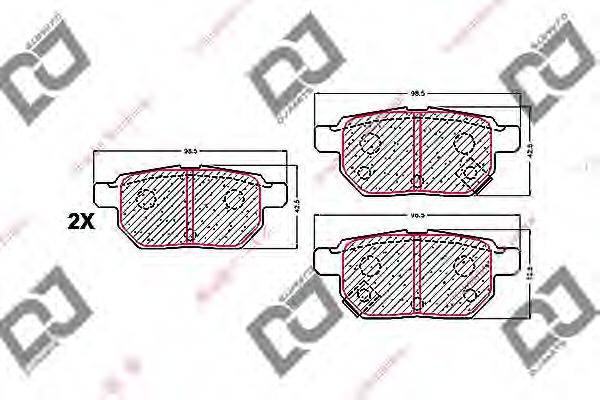 DJ PARTS BP1611 Комплект гальмівних колодок, дискове гальмо