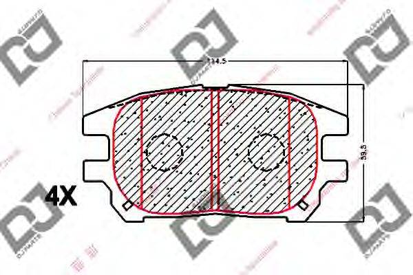 DJ PARTS BP1633 Комплект гальмівних колодок, дискове гальмо