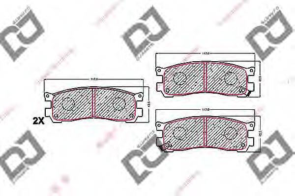 DJ PARTS BP1671 Комплект гальмівних колодок, дискове гальмо