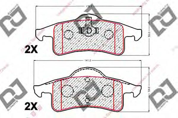 DJ PARTS BP2030 Комплект гальмівних колодок, дискове гальмо