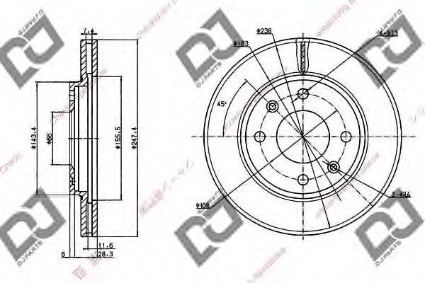 DJ PARTS BD1184 гальмівний диск