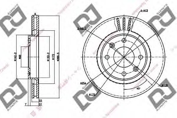 DJ PARTS BD1270 гальмівний диск