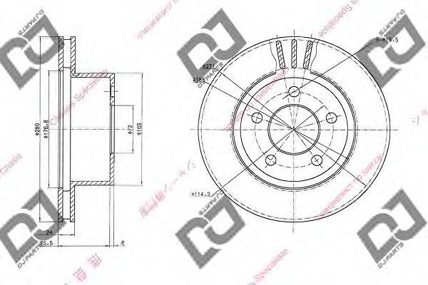 DJ PARTS BD1695 гальмівний диск