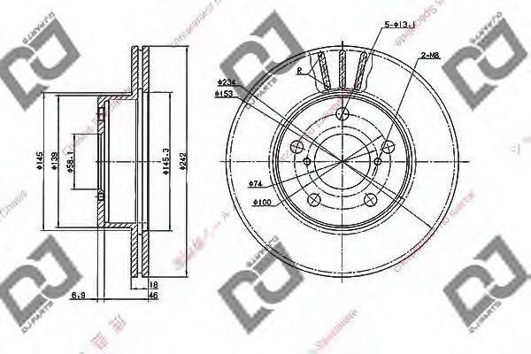 DJ PARTS BD1814 гальмівний диск