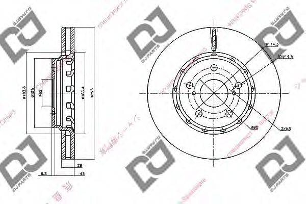 DJ PARTS BD1433 гальмівний диск