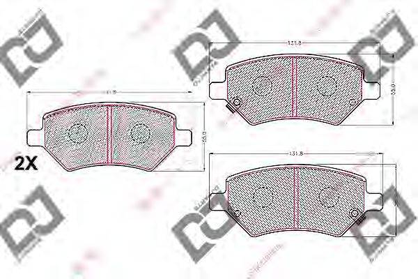 DJ PARTS BP2208 Комплект гальмівних колодок, дискове гальмо