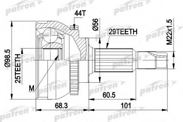 PATRON PCV1600 Шарнірний комплект, приводний вал