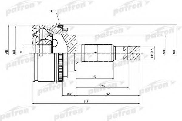 PATRON PCV2025 Шарнірний комплект, приводний вал