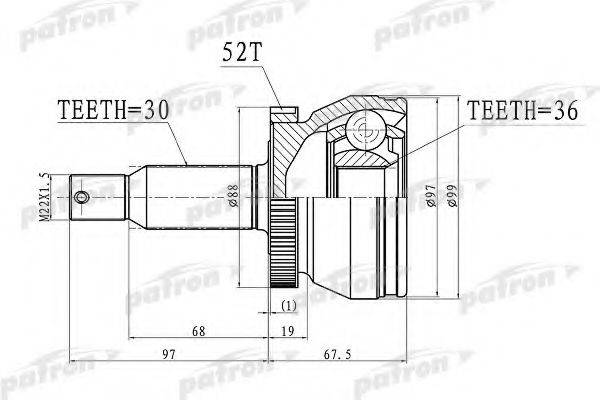 PATRON PCV3072 Шарнірний комплект, приводний вал