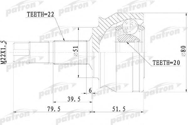 PATRON PCV1073 Шарнірний комплект, приводний вал