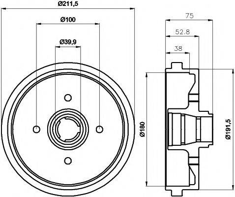 HELLA PAGID 8DT355301631 Гальмівний барабан