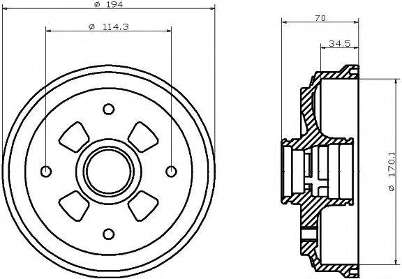 HELLA PAGID 8DT355302001 Гальмівний барабан