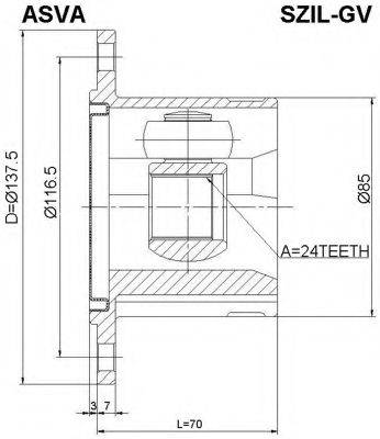 ASVA SZILGV Шарнірний комплект, приводний вал