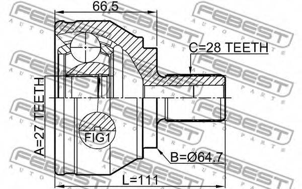 FEBEST 23102H Шарнір, приводний вал