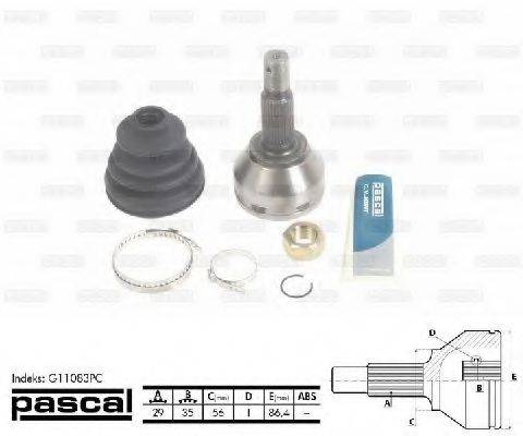 PASCAL G11083PC Шарнірний комплект, приводний вал