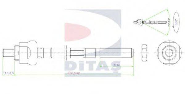 DITAS A25546 Осьовий шарнір, рульова тяга