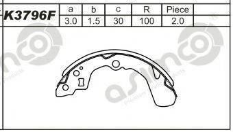 ASIMCO K3796F Комплект гальмівних колодок