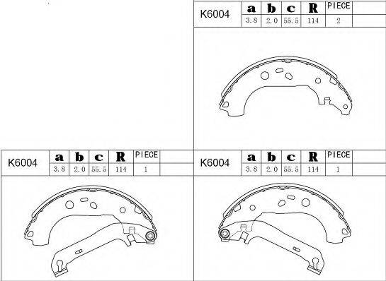 ASIMCO K6004 Комплект гальмівних колодок