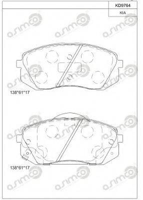 ASIMCO KD9764 Комплект гальмівних колодок, дискове гальмо