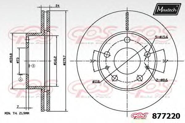 MAXTECH 8772200000 гальмівний диск