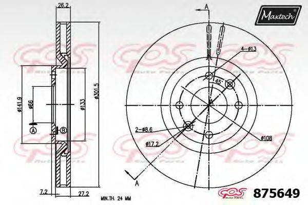 MAXTECH 8756490000 гальмівний диск