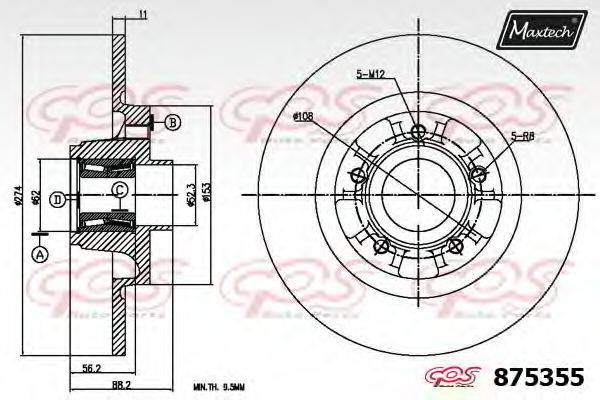 MAXTECH 8753550005 гальмівний диск