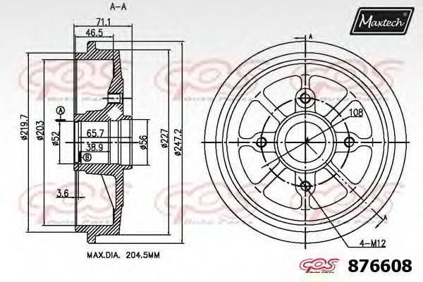 MAXTECH 8766080000 Гальмівний барабан