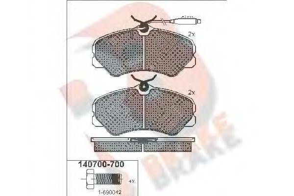 R BRAKE RB0700700 Комплект гальмівних колодок, дискове гальмо