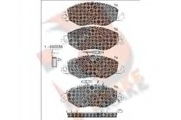 R BRAKE RB1808 Комплект гальмівних колодок, дискове гальмо