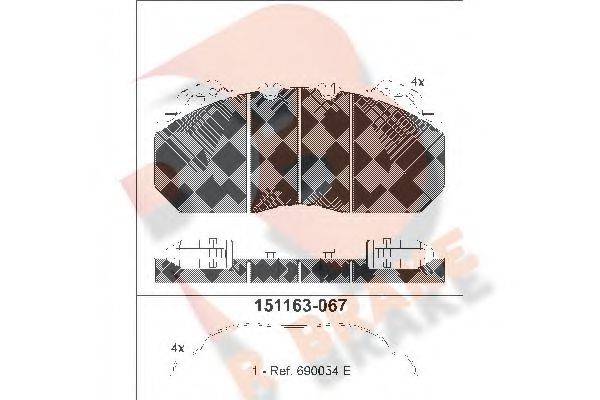 R BRAKE RB1163 Комплект гальмівних колодок, дискове гальмо