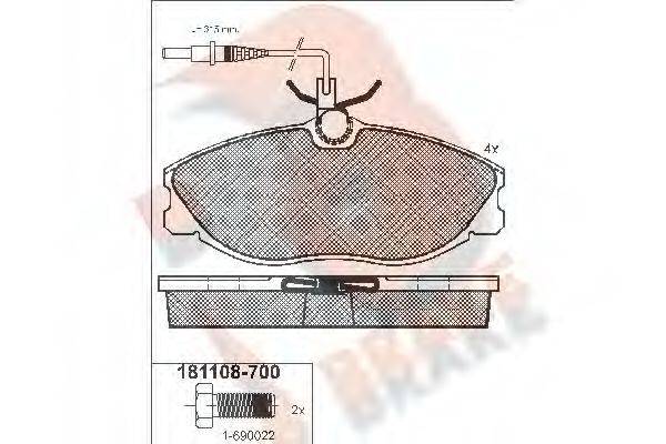 R BRAKE RB1108700 Комплект гальмівних колодок, дискове гальмо