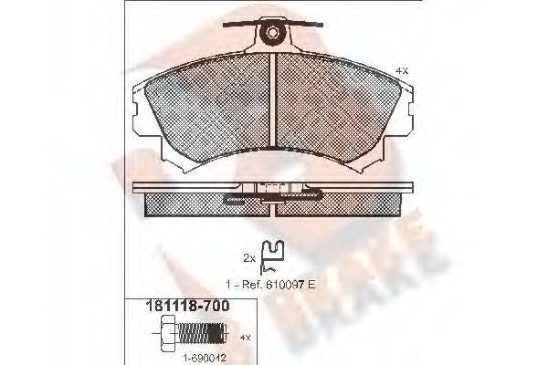 R BRAKE RB1118700 Комплект гальмівних колодок, дискове гальмо