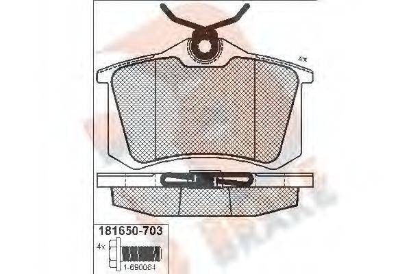 R BRAKE RB1650703 Комплект гальмівних колодок, дискове гальмо