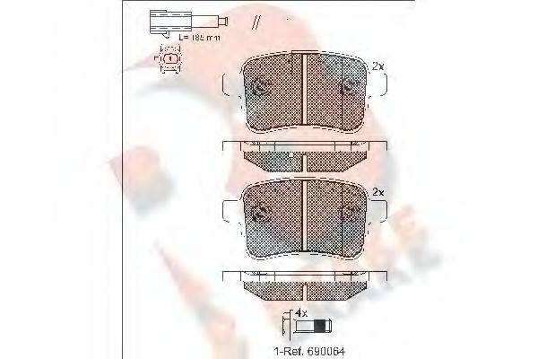 R BRAKE RB1995 Комплект гальмівних колодок, дискове гальмо