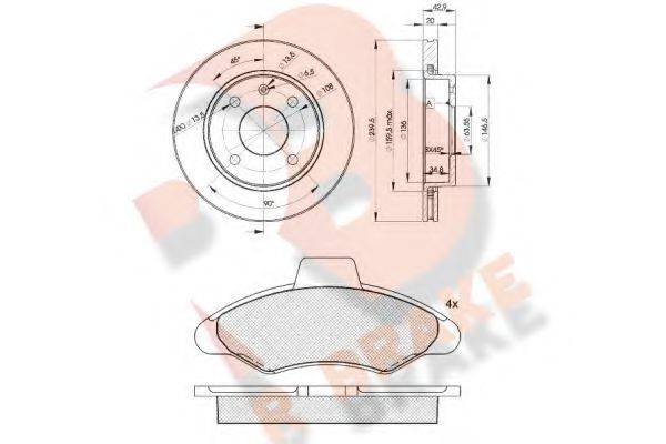 R BRAKE 3R07901064 Комплект гальм, дисковий гальмівний механізм