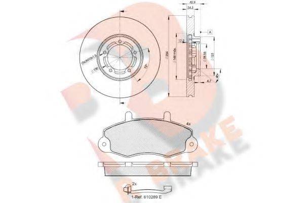 R BRAKE 3R08965610 Комплект гальм, дисковий гальмівний механізм