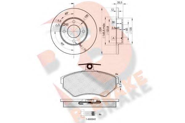 R BRAKE 3R11563300 Комплект гальм, дисковий гальмівний механізм