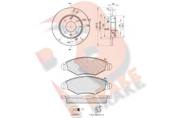 R BRAKE 3R14394298 Комплект гальм, дисковий гальмівний механізм