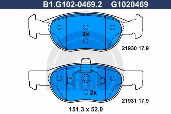 GALFER B1G10204692 Комплект гальмівних колодок, дискове гальмо