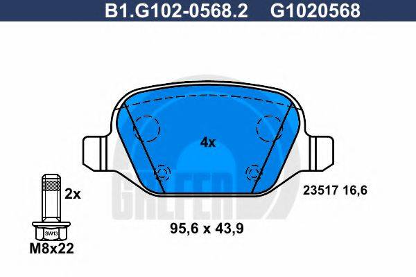 GALFER B1G10205682 Комплект гальмівних колодок, дискове гальмо