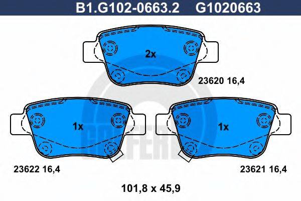 GALFER B1G10206632 Комплект гальмівних колодок, дискове гальмо