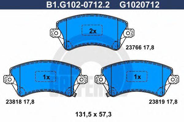 GALFER B1G10207122 Комплект гальмівних колодок, дискове гальмо